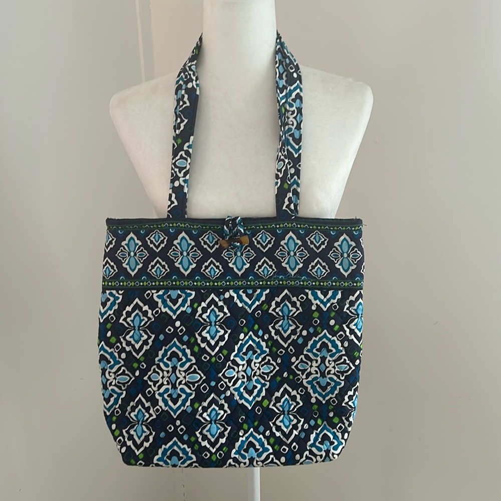 Vera Bradley Blue/Green Print Fabric Tote Bag